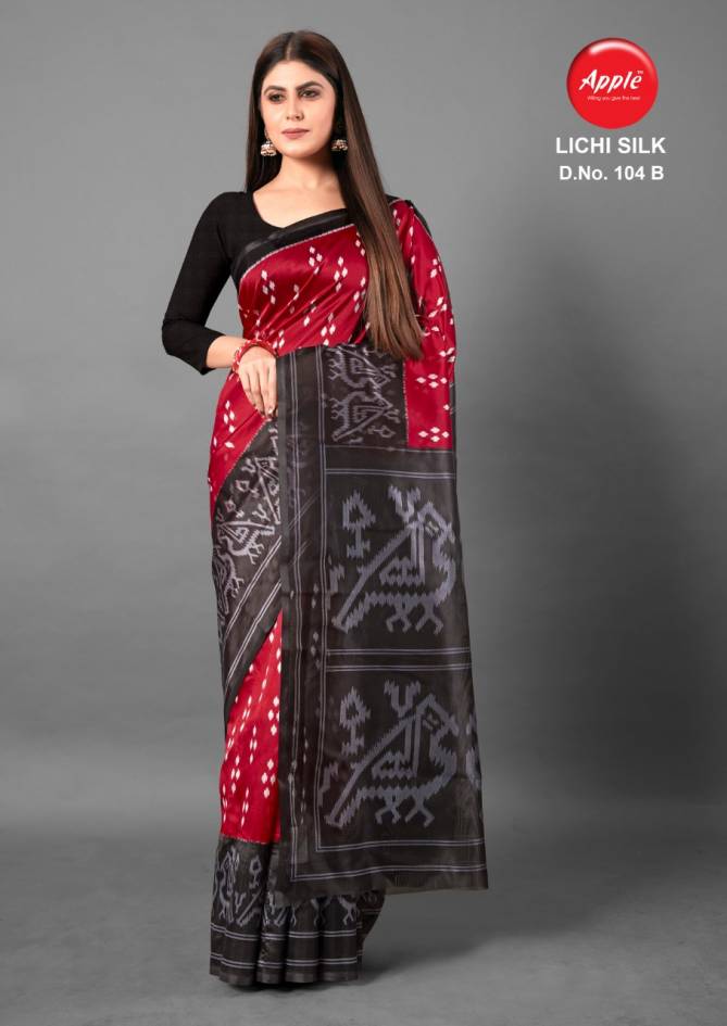Apple Lichi Silk 104  Latest Fancy Designer Ethnic Regular Wear Art Silk Saree Collection 